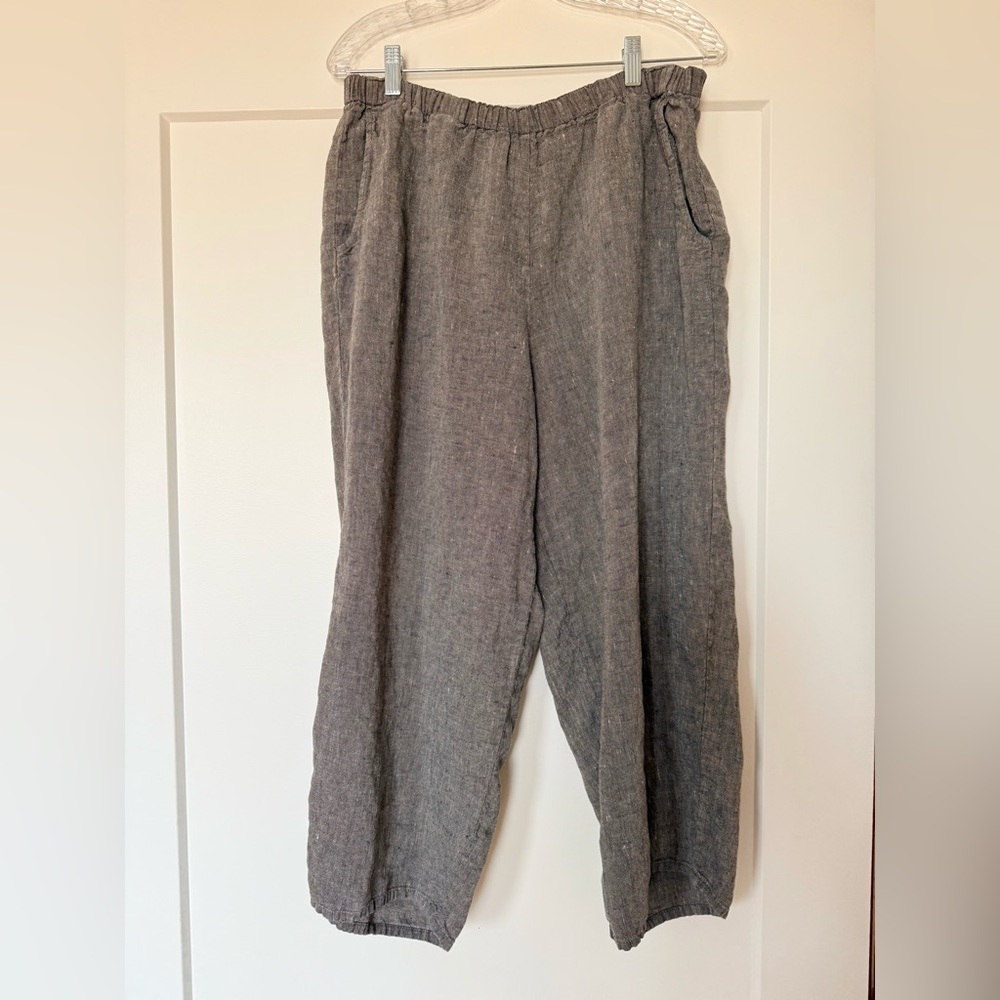 Flax Medium Linen charcoal gray pants joggers